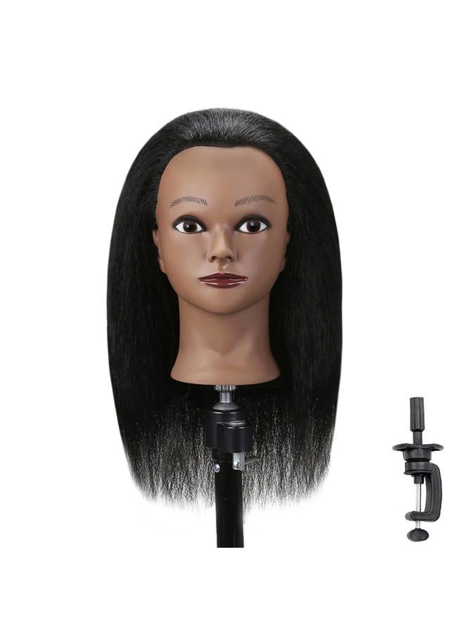 Armmu 100% real head Mannequin Head, 16" Cosmetology Mannequin Manikin Training Practice Braiding Doll Head - Image 2