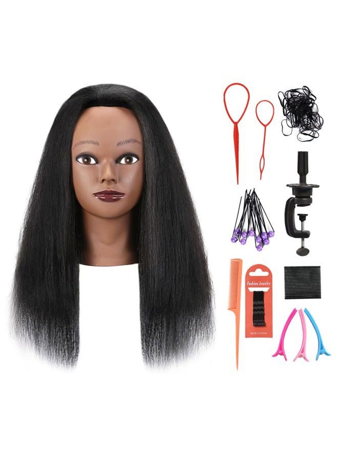 Armmu 100% real head Mannequin Head, 16" Cosmetology Mannequin Manikin Training Practice Braiding Doll Head - Image 1