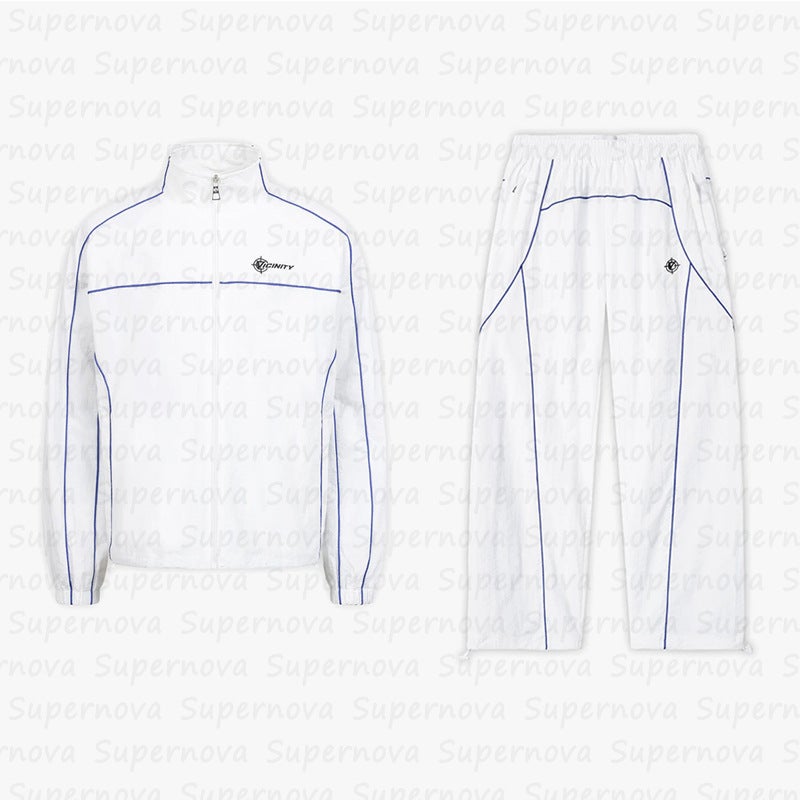 2023 European and American Fashion Brand Autumn and Winter Sportswear Hip Hop Street Jacket for Men and Women Casual Embroidered Zipper Top White suit