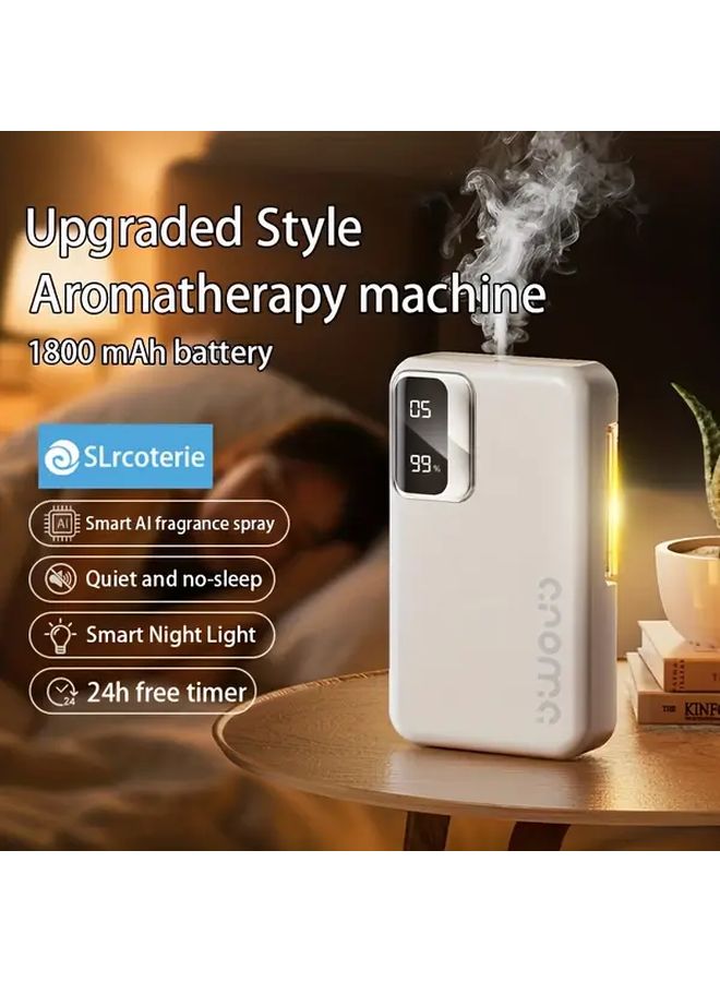 موزع معطر هواء ذكي مع 7 أوضاع رش، موزع زيت عطري قابل لإعادة الشحن عبر USB، مزيل الروائح لغرفة النوم والمكتب والسيارة والحمام، محمول باليد لون أبيض - Image 1