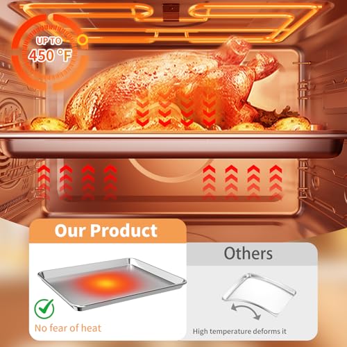 Fondpen Baking Sheet Set of 2, Stainless Steel Cookie Sheets Baking Sheet Pan, 16 x 12 Inch Thicker and Firmer Baking Pans Set, Non-stick, Non toxic & Heavy Duty & Easy Clean,Dishwasher Safe - Image 4