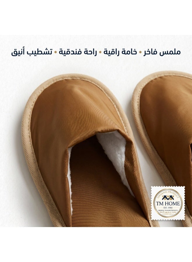 TM HOME Hotel Slippers, Natural Cotton, Satin Finish, Soft Comfortable One Size, Premium Hotel Quality, Havana - Image 1