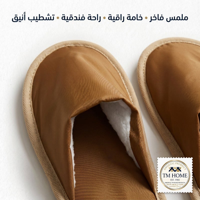 TM HOME Hotel Slippers, Natural Cotton, Satin Finish, Soft Comfortable One Size, Premium Hotel Quality, Havana - Image 5