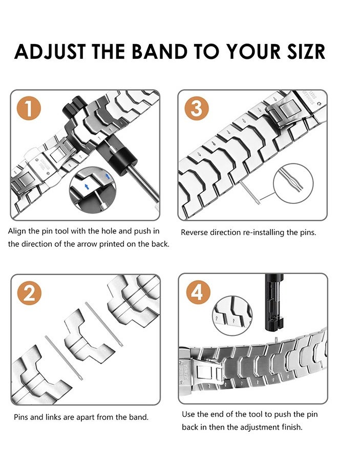 Organizer - Compatible for Apple Watch Band Ultra 2/Ultra 49mm 45mm 44mm 42mm Series 9 8 7 Men, Stainless Steel Metal Bands for Apple iWatch Series 9 8 7 SE 6 5 4 3 2 1 Link Bracelet, Titanium color - Image 1