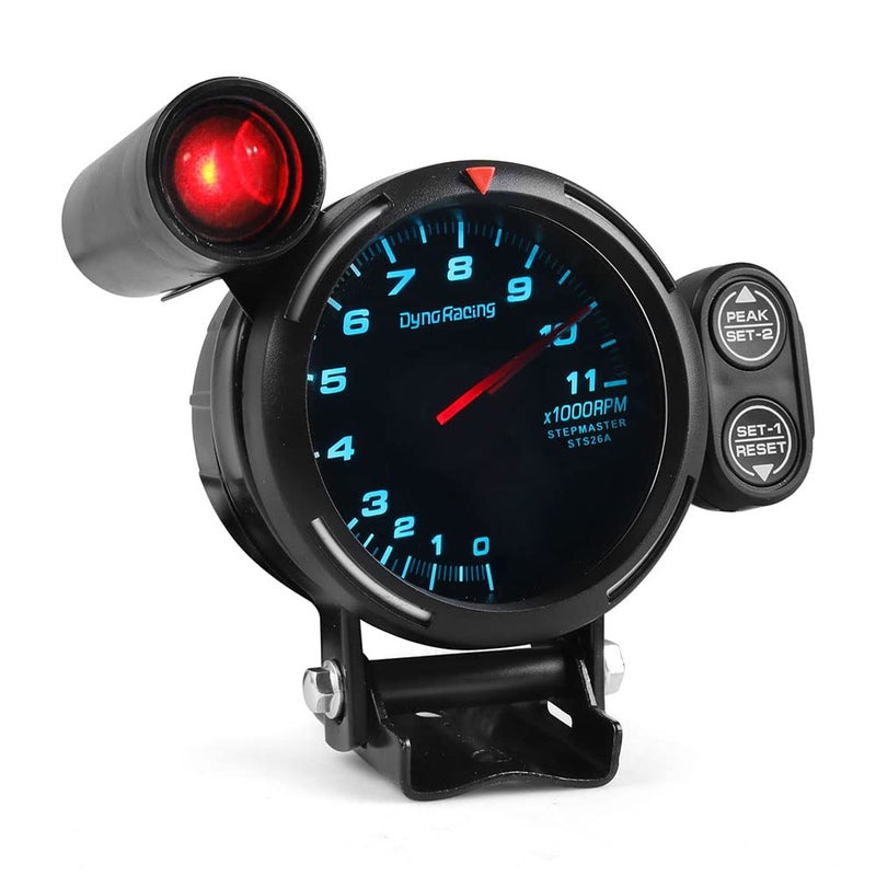 Dyno Racing عداد دوران المحرك 80MM RPM مقياس سرعة عالية محرك خطوة 7 ألوان 0-11000 RPM مع ضوء تغيير وتحذير ذروة - Image 2