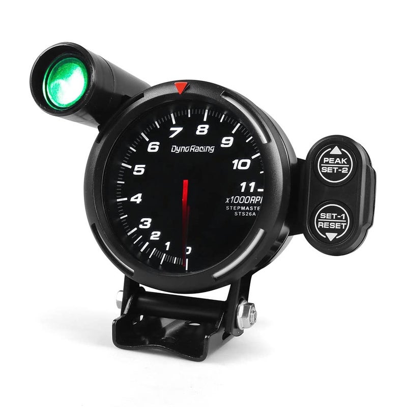 Dyno Racing عداد دوران المحرك 80MM RPM مقياس سرعة عالية محرك خطوة 7 ألوان 0-11000 RPM مع ضوء تغيير وتحذير ذروة - Image 1