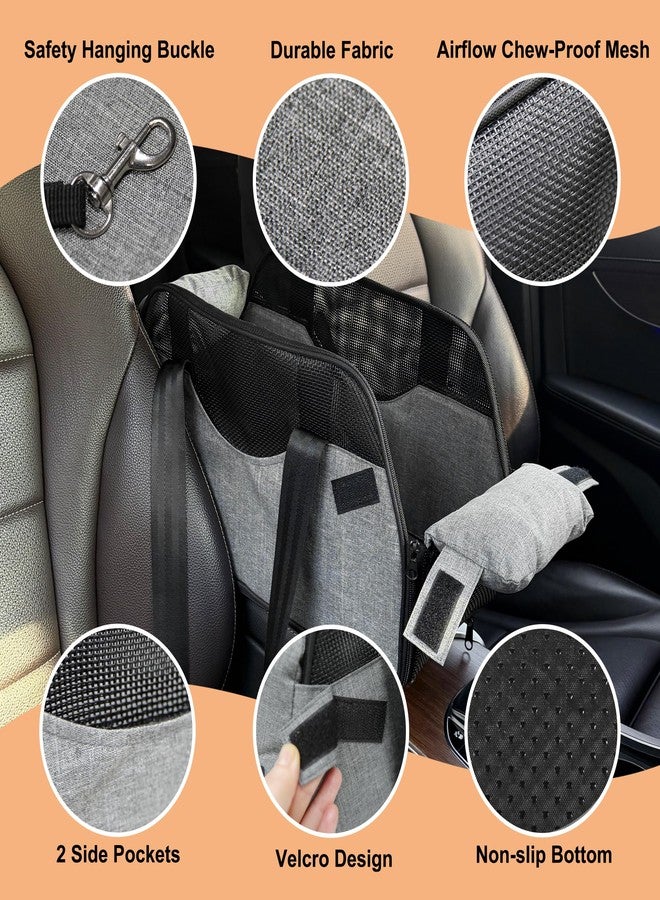 GeerDuo Center Console Dog Car Seat for Small Dogs with Mesh, Dog Booster Seat with Upgraded Safety Tethers, Detachable Washable Pet Car Seat Travel Bed Under 25lbs(Mesh) - Image 3