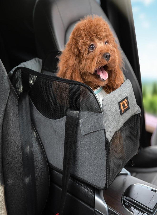GeerDuo Center Console Dog Car Seat for Small Dogs with Mesh, Dog Booster Seat with Upgraded Safety Tethers, Detachable Washable Pet Car Seat Travel Bed Under 25lbs(Mesh) - Image 1