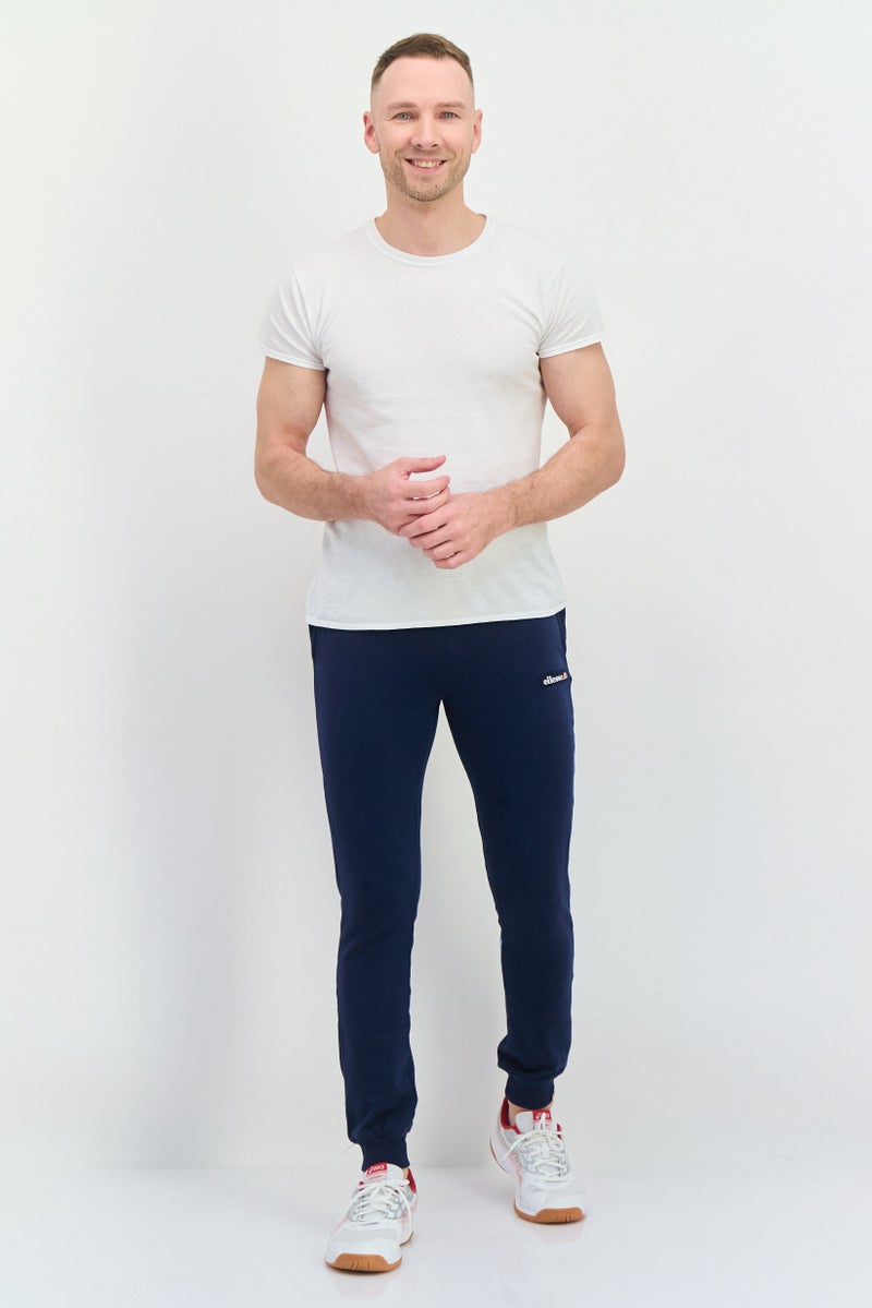 Ellesse سروال رياضي مزخرف بشعار للرجال بتصميم عادي، أزرق داكن - Image 4