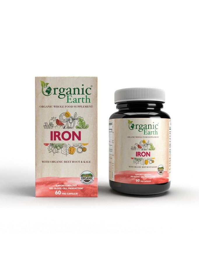 Organic Earth Iron 60 Capsules – Supports Energy & Red Blood Cell Production