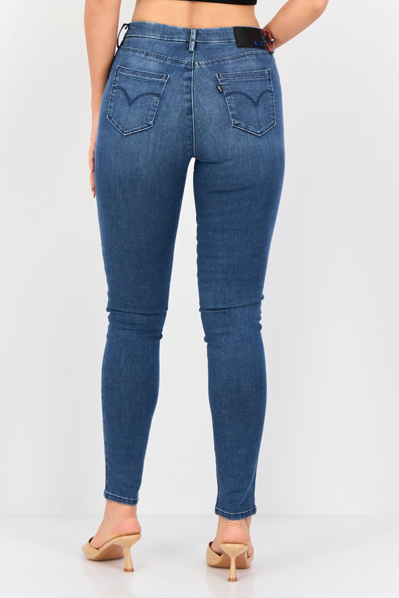 Levi's جينز ليڤيس × ريدلوب للنساء 721 بقصة ضيقة من الدنيم القابل للتمدد، أزرق - Image 4