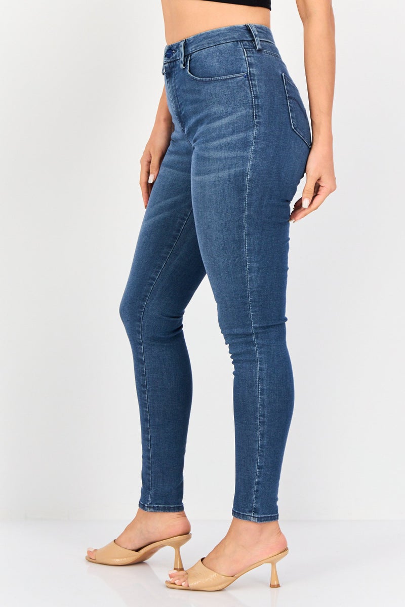 Levi's جينز ليڤيس × ريدلوب للنساء 721 بقصة ضيقة من الدنيم القابل للتمدد، أزرق - Image 2