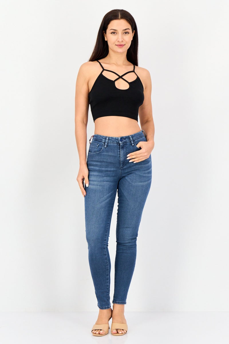 Levi's جينز ليڤيس × ريدلوب للنساء 721 بقصة ضيقة من الدنيم القابل للتمدد، أزرق - Image 3