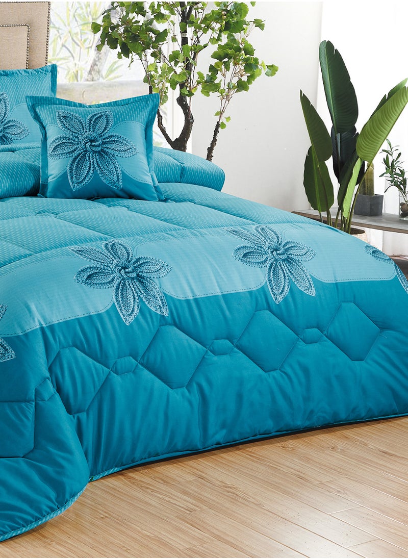 Moon - 4 Pieces Single Size 160x210Cm Comforter Set Medium Filling Bedding Set for All Season Includes 1Comforter 1Bedsheet 1Pillow Shams and 1Cushion cases - Image 1