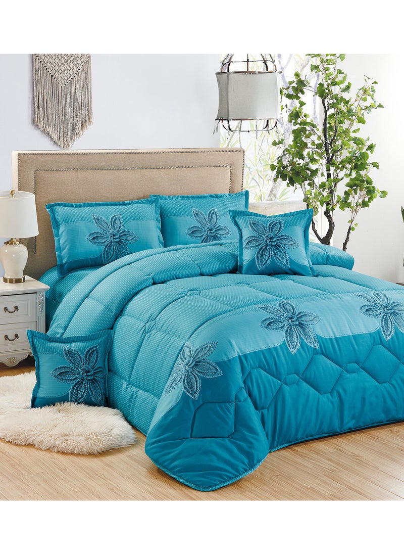 Moon - 4 Pieces Single Size 160x210Cm Comforter Set Medium Filling Bedding Set for All Season Includes 1Comforter 1Bedsheet 1Pillow Shams and 1Cushion cases - Image 1