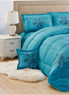 Moon 4 Pieces Single Size 160x210Cm Comforter Set Medium Filling Bedding Set for All Season Includes 1Comforter 1Bedsheet 1Pillow Shams and 1Cushion cases  - Image 2