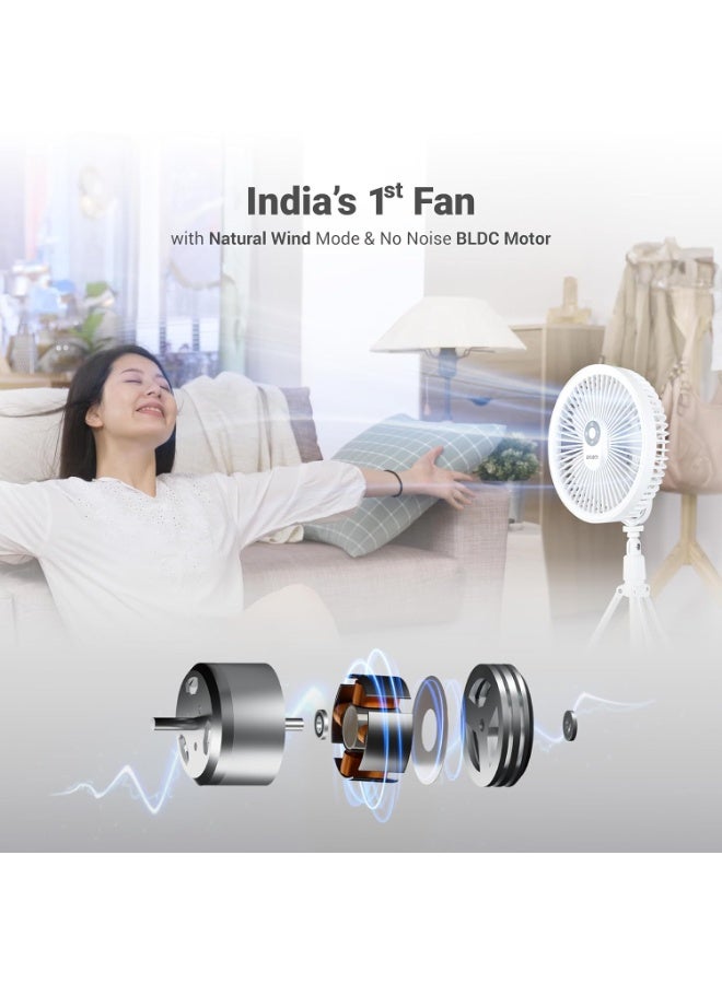 Dylect® Briza Pod Portable Rechargeable Fan | 4000mAh Battery | TruSilent BLDC Motor | 4 Speed Modes | Up to 10 Hr Runtime | Type-C Charging | Built-in LED Light | Ideal for Home & Travel - Image 5