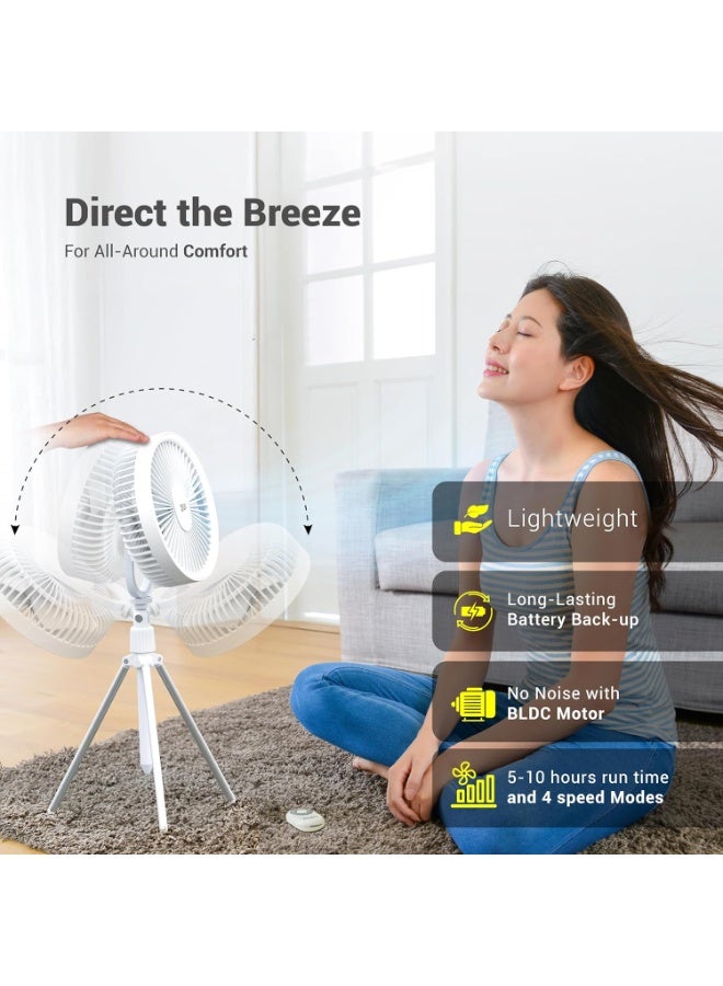 Dylect® Briza Pod Portable Rechargeable Fan | 4000mAh Battery | TruSilent BLDC Motor | 4 Speed Modes | Up to 10 Hr Runtime | Type-C Charging | Built-in LED Light | Ideal for Home & Travel - Image 3