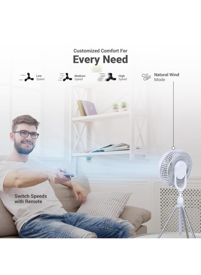 Dylect® Briza Pod Portable Rechargeable Fan | 4000mAh Battery | TruSilent BLDC Motor | 4 Speed Modes | Up to 10 Hr Runtime | Type-C Charging | Built-in LED Light | Ideal for Home & Travel - Image 4