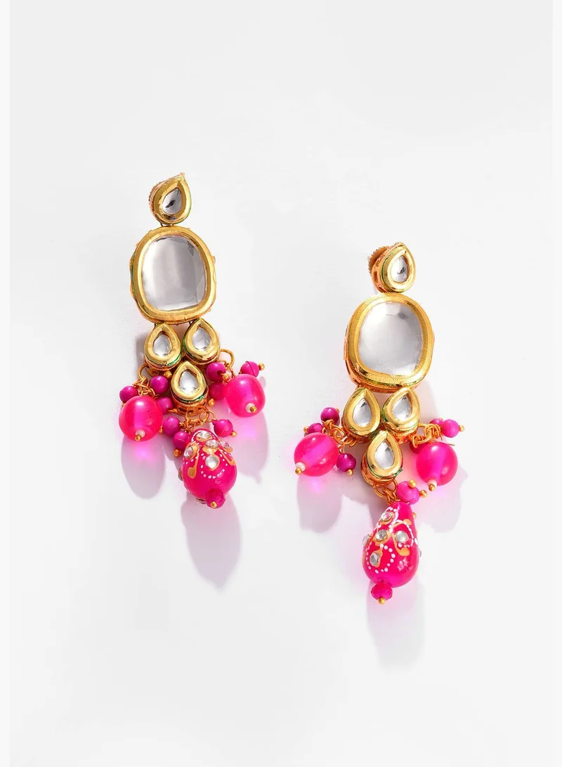 SOHI Gold Plated Designer Kundan Necklace and Earring Set