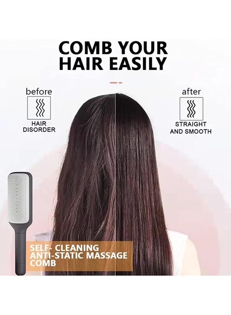 شي إن فرشاة شعر ذاتية التنظيف، عضوية بدون سحب، فك التشابك، تصميم دوار، فرشاة احترافية للشعر الرطب والجاف، للنساء والرجال، قطعة واحدة بلون عشوائي - Image 3