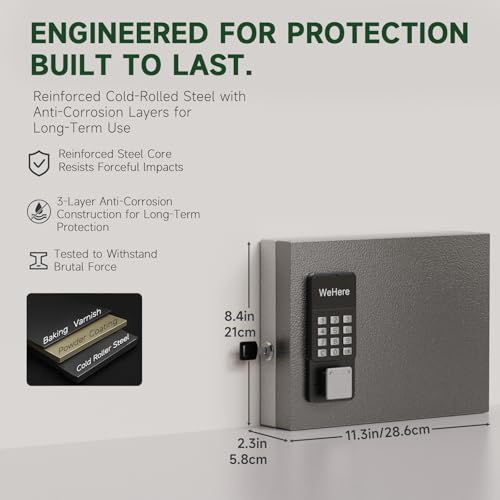 WeHere صندوق قفل مفاتيح WeHere 32 مفتاح مثبت على الحائط، خزانة مفاتيح ذكية مع تطبيق بلوتوث/كلمة مرور ثابتة/ديناميكية/مشاركة OTP لفتح القفل، صندوق أمان ERP لإدارة مفاتيح السائقين/الوكلاء/المكاتب/الفنادق - Image 2