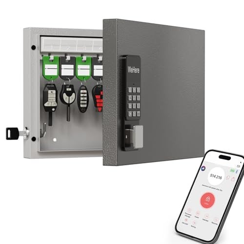 WeHere صندوق قفل مفاتيح WeHere 32 مفتاح مثبت على الحائط، خزانة مفاتيح ذكية مع تطبيق بلوتوث/كلمة مرور ثابتة/ديناميكية/مشاركة OTP لفتح القفل، صندوق أمان ERP لإدارة مفاتيح السائقين/الوكلاء/المكاتب/الفنادق - Image 1