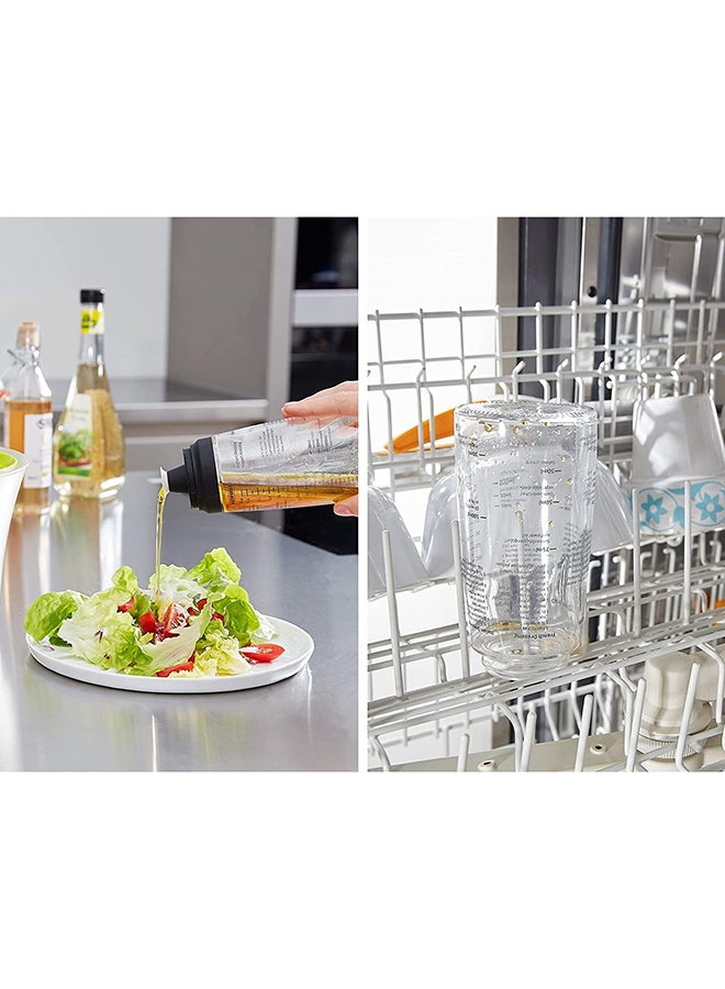 Leifheit Salad Dressing Shaker, 5 Imprinted Recipes, Glass Bottle, Non-Drip Spout, Dishwasher Safe, Black Transparent, 300 ml Measuring, Salad Dressing Pots - Image 4