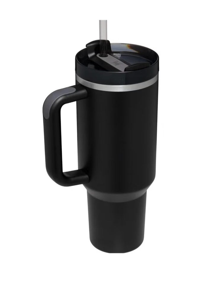 Stanley - 40oz Stanley Quencher H20 Flowstate Stainless Steel Vacuum Insulated Tumbler with Lid and Straw for Water, Iced Tea or Coffee, Smoothie and More, Cream (Black) - Image 1