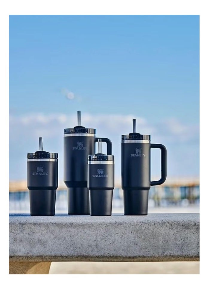 Stanley - 40oz Stanley Quencher H20 Flowstate Stainless Steel Vacuum Insulated Tumbler with Lid and Straw for Water, Iced Tea or Coffee, Smoothie and More, Cream (Black) - Image 1