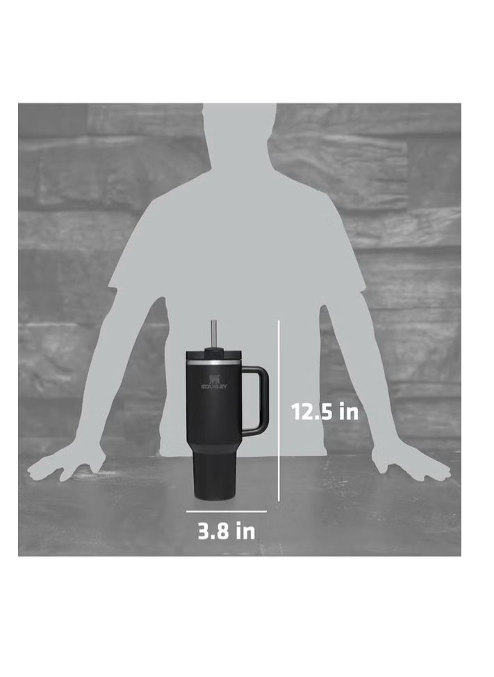 Stanley - 40oz Stanley Quencher H20 Flowstate Stainless Steel Vacuum Insulated Tumbler with Lid and Straw for Water, Iced Tea or Coffee, Smoothie and More, Cream (Black) - Image 1