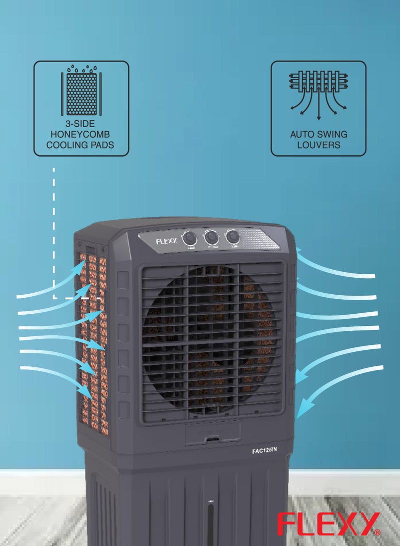 Flexy FLEXY® 125L Desert Air Cooler | Quadra Flow Tech, Honeycomb Pads, 230W Power, 6000 m³/hr Airflow, Heavy-Duty Build, Cooling Efficiency 65%, 2-Year Warranty, Made in India  - Image 5