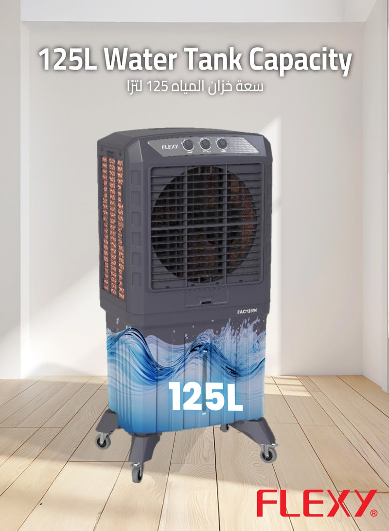Flexy FLEXY® 125L Desert Air Cooler | Quadra Flow Tech, Honeycomb Pads, 230W Power, 6000 m³/hr Airflow, Heavy-Duty Build, Cooling Efficiency 65%, 2-Year Warranty, Made in India  - Image 3