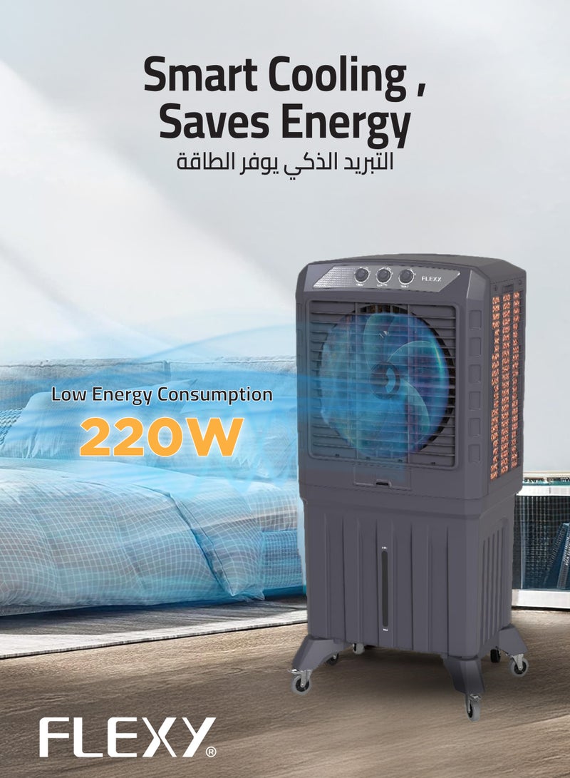 Flexy FLEXY® 125L Desert Air Cooler | Quadra Flow Tech, Honeycomb Pads, 230W Power, 6000 m³/hr Airflow, Heavy-Duty Build, Cooling Efficiency 65%, 2-Year Warranty, Made in India  - Image 4