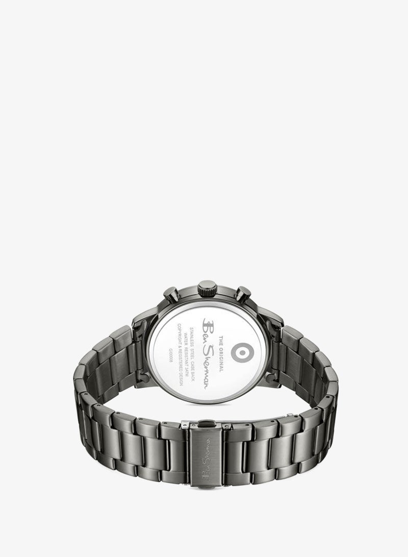 Ben Sherman Nottingham Black Dial Black Stainless Steel Bracelet Chronograph Watch for Men, 44mm - Image 3