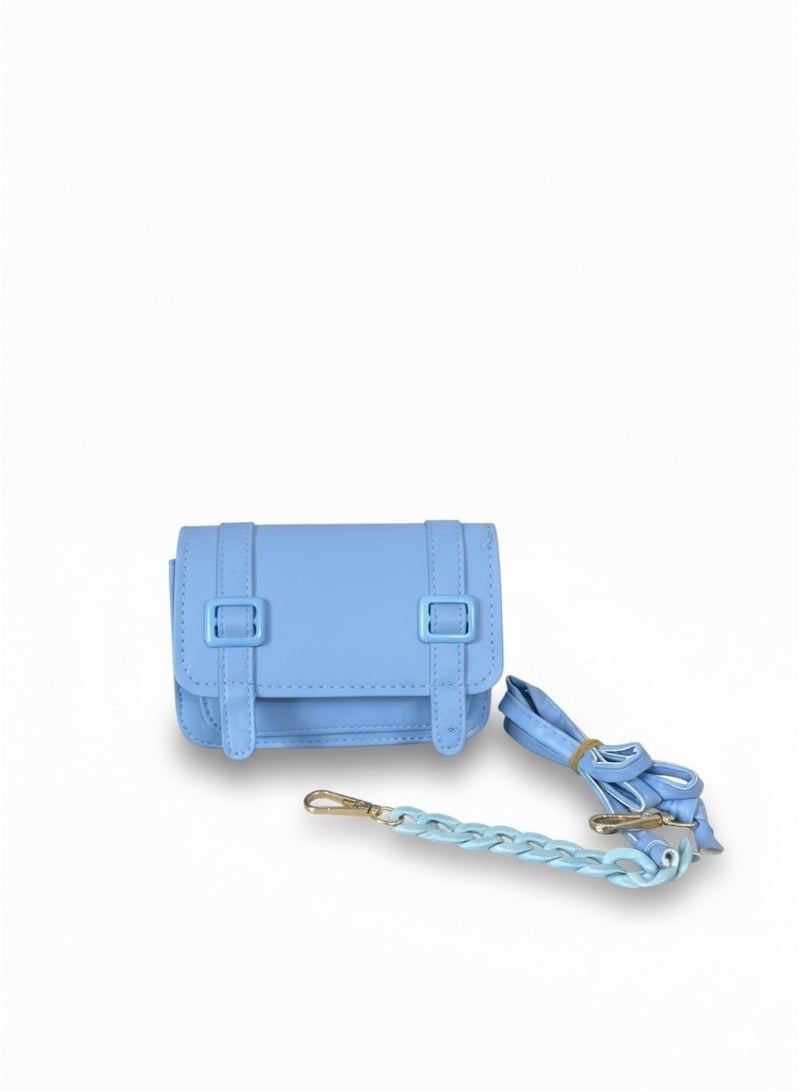 A stylish small shoulder bag featuring front buckle