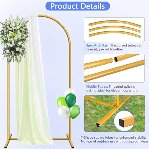 HEMMOTOP Metal Arch Backdrop Stand and Cover Set 6.6 ft, Wedding Arch Stand with White Cover for Party, Birthday, Wedding, Bridal Shower, Baby Shower (White, 6.6 ft) - Image 3