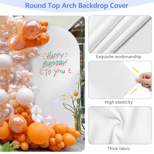 HEMMOTOP Metal Arch Backdrop Stand and Cover Set 6.6 ft, Wedding Arch Stand with White Cover for Party, Birthday, Wedding, Bridal Shower, Baby Shower (White, 6.6 ft) - Image 4
