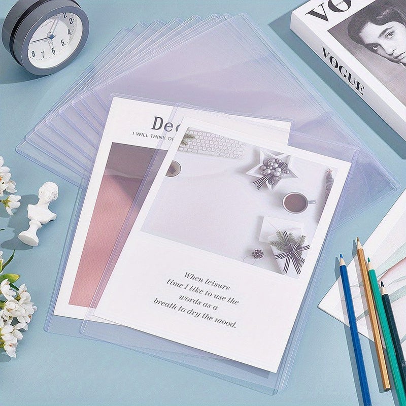 Set Of 10 Hard Clear PVC Sheet Protectors For A4 Photos Documents Magazines Newspapers Ornaments - Image 1