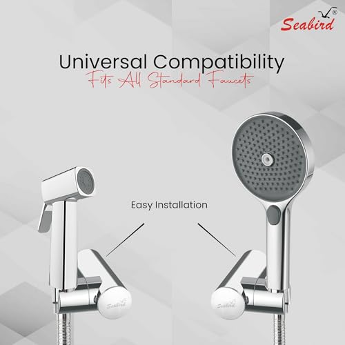 SEABIRD® Jak Hook ABS Adjustable Wall Mount Holder for Health Faucet & Hand Shower | Premium Chrome Finish | Strong & Rust-Proof Bathroom Accessory | Easy to Install Universal Fit - Image 3