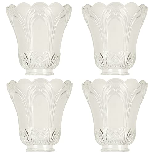 XIDING Clear & Frosted Ceiling Fans Light Covers Glass Shade, Transitional Style Replacement Glass Shade with Standard 2-1/8" Fitter Size, 4-4/5" high x 5" Diameter, Pack of 4 - Image 1