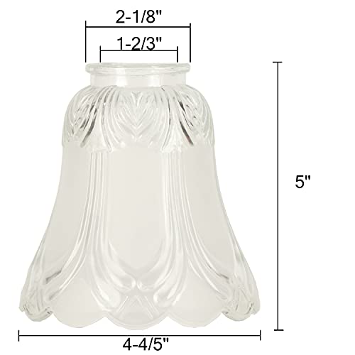 XIDING Clear & Frosted Ceiling Fans Light Covers Glass Shade, Transitional Style Replacement Glass Shade with Standard 2-1/8" Fitter Size, 4-4/5" high x 5" Diameter, Pack of 4 - Image 2