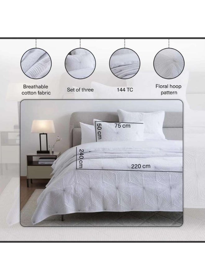 Pan Home Hoop 3-piece Bedspread Set 220x240cm - White - Image 4