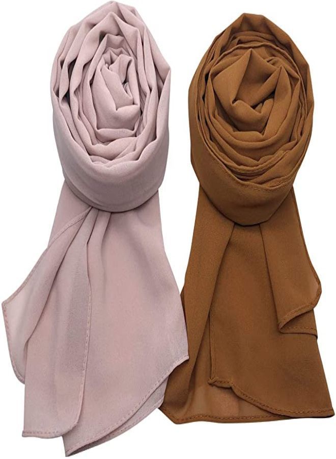 Bundle Of Two Plain Casual Chiffon Scarf Big Size - Multicolor 