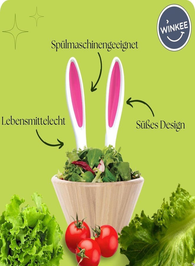 Winkee - Bunny Ears Salad Servers: Bunny Ears in Salad | Adorably Cute Plastic Salad Utensils | Serving Tools for Salad - Image 3