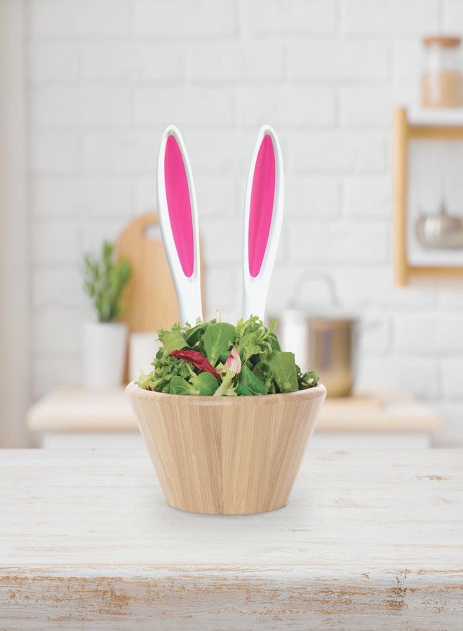 Winkee - Bunny Ears Salad Servers: Bunny Ears in Salad | Adorably Cute Plastic Salad Utensils | Serving Tools for Salad - Image 2