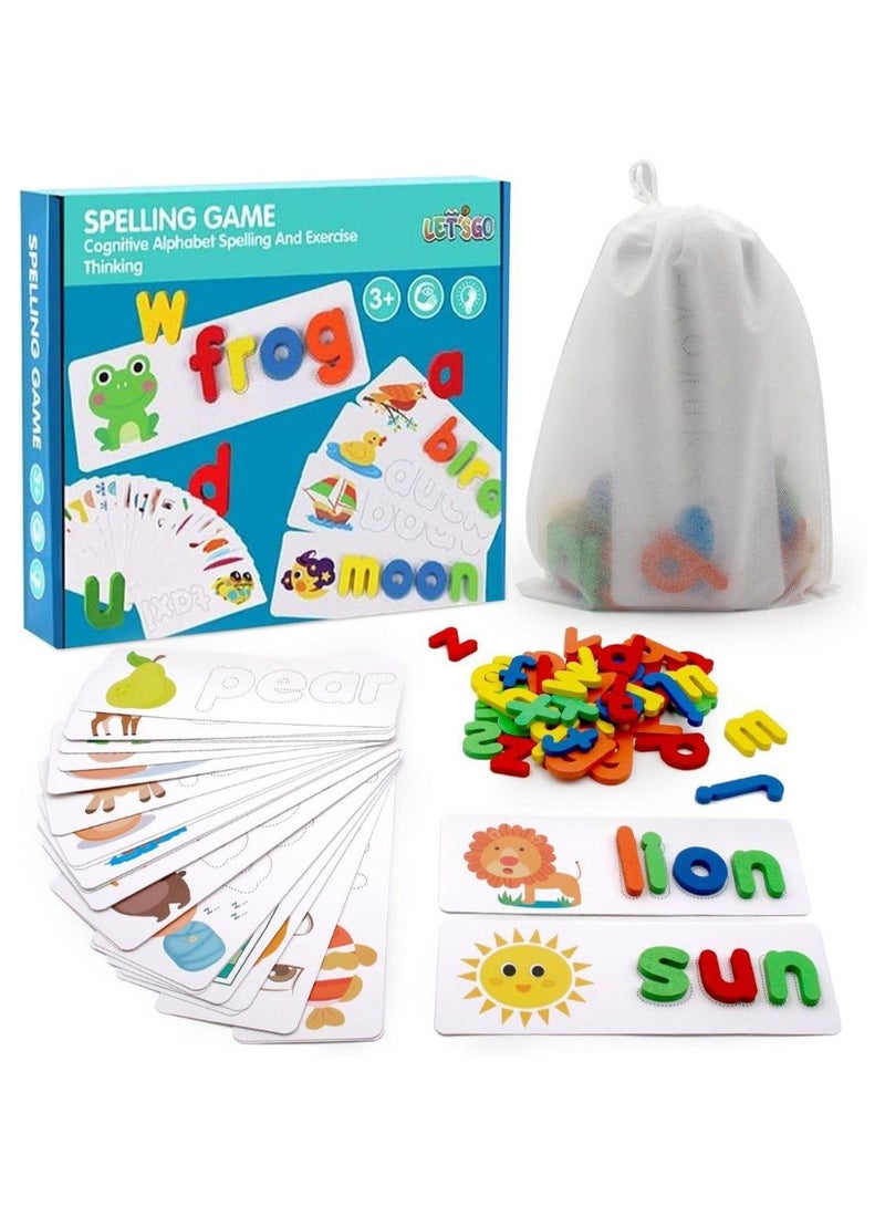 Plinrax Letter Puzzle Toys for Kids 2-3 Years, Alphabet Learning Card Games for Kids, Wooden Word and Spelling Learning Toys, Letter Matching Educational Toys for Boys Girls 2-5 Years - Image 4