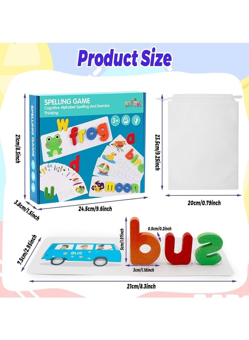 Plinrax Letter Puzzle Toys for Kids 2-3 Years, Alphabet Learning Card Games for Kids, Wooden Word and Spelling Learning Toys, Letter Matching Educational Toys for Boys Girls 2-5 Years - Image 1
