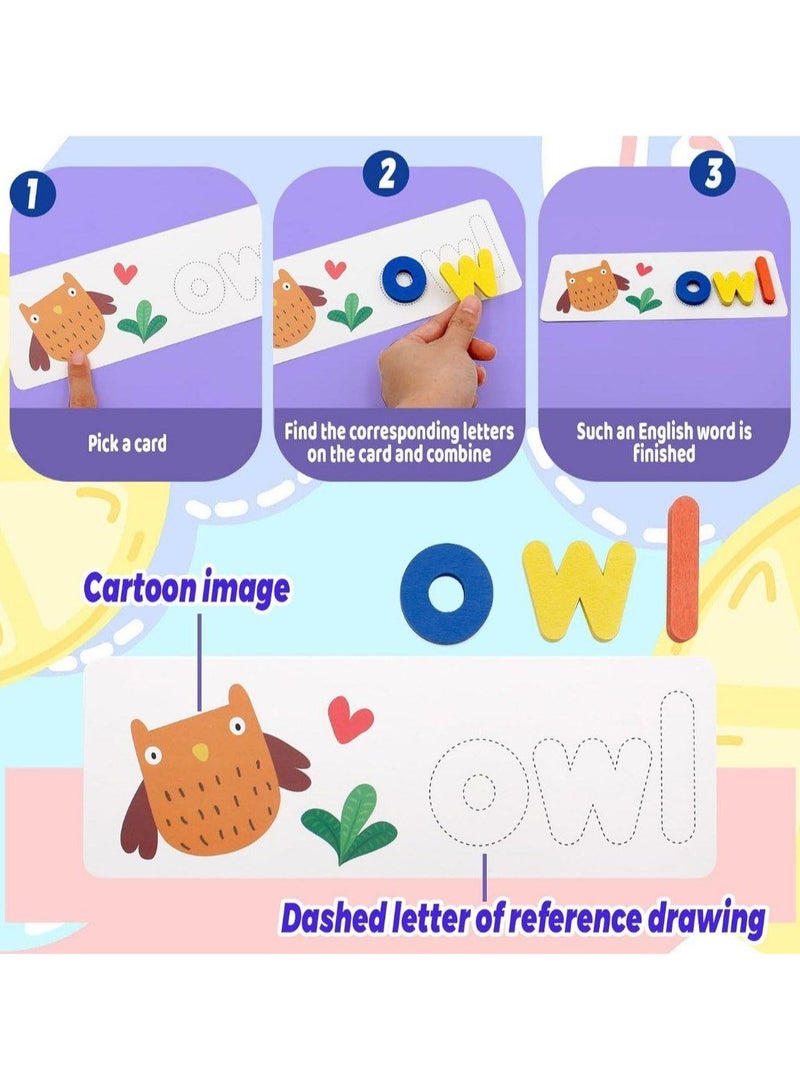 Plinrax Letter Puzzle Toys for Kids 2-3 Years, Alphabet Learning Card Games for Kids, Wooden Word and Spelling Learning Toys, Letter Matching Educational Toys for Boys Girls 2-5 Years - Image 3