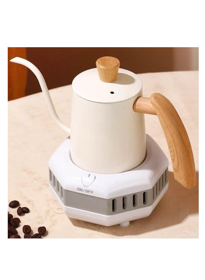 Liying 600ml Stainless Steel Pour over Coffee Kettle Drip Coffee Pot with Wooden Design Handle and Lid, Long Narrow Spout Coffee Pot Tea Stove Kettles for Home Brewing, Camping and Traveling (White)… - Image 5